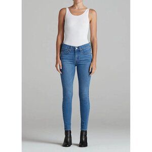 Edwin 9" Pixie Mid Rise Skinny Jeans Blue Lagoon Raw Hem Saitex Denim Women's 26